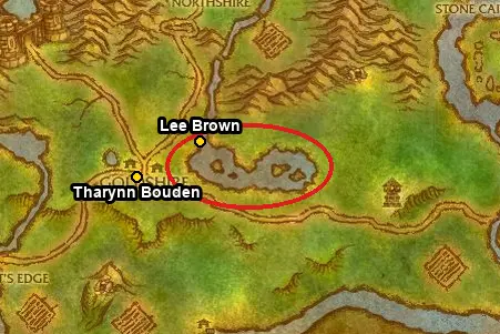 Crystal Lake east of Goldshire in Elwynn Forest, where to fish from 1 to 75