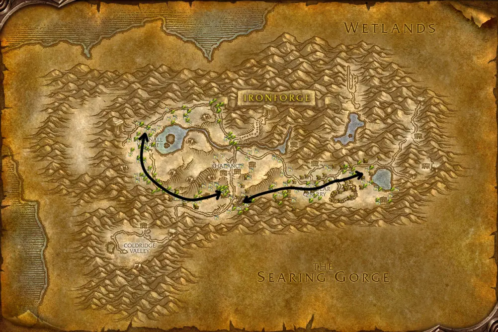 Herbalism route in Dun Morogh