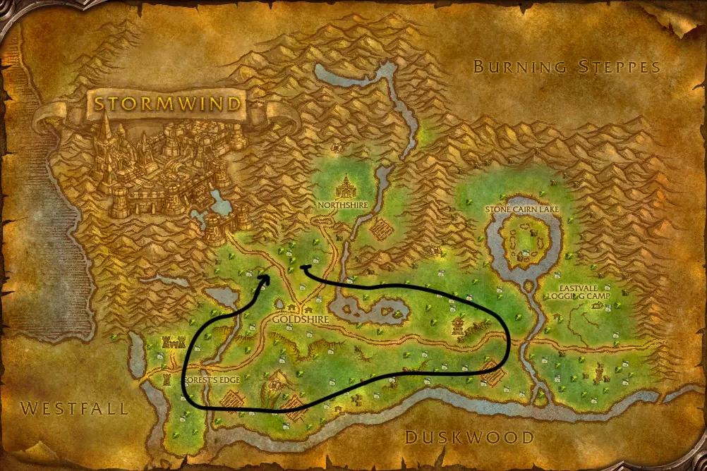 Herbalism route in Elwynn Forest