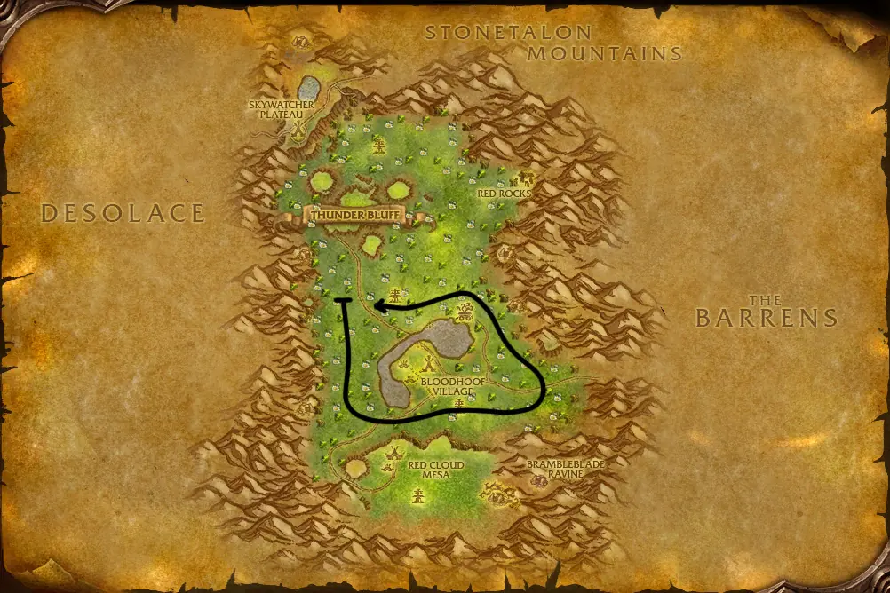 Herbalism route in Mulgore