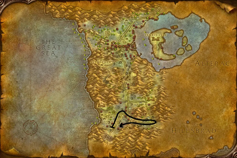 Herbalism route in Silverpine Forest