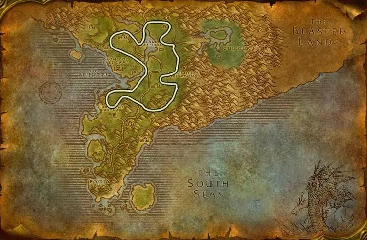 Herbalism route in Stranglethorn Vale