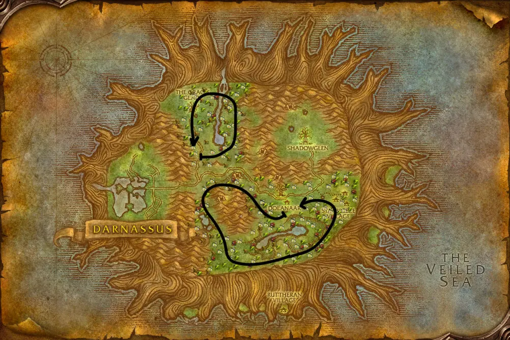 Herbalism route in Teldrassil