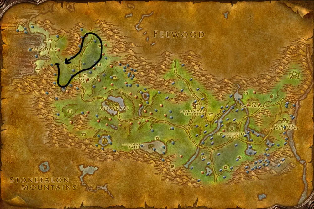 Mining route in Ashenvale