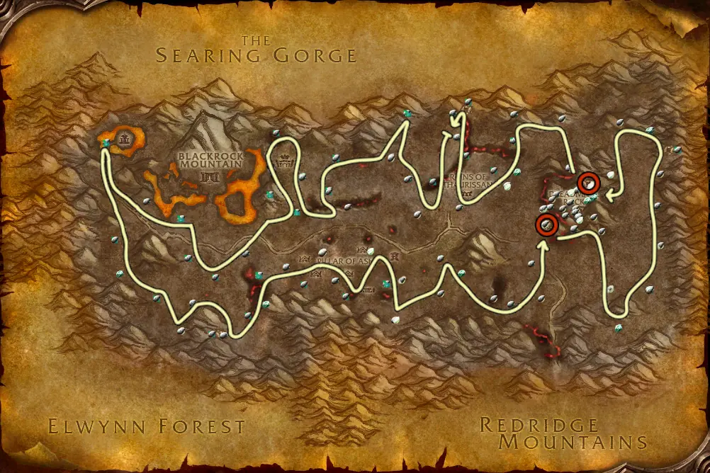 Mining route in the Burning Steppes