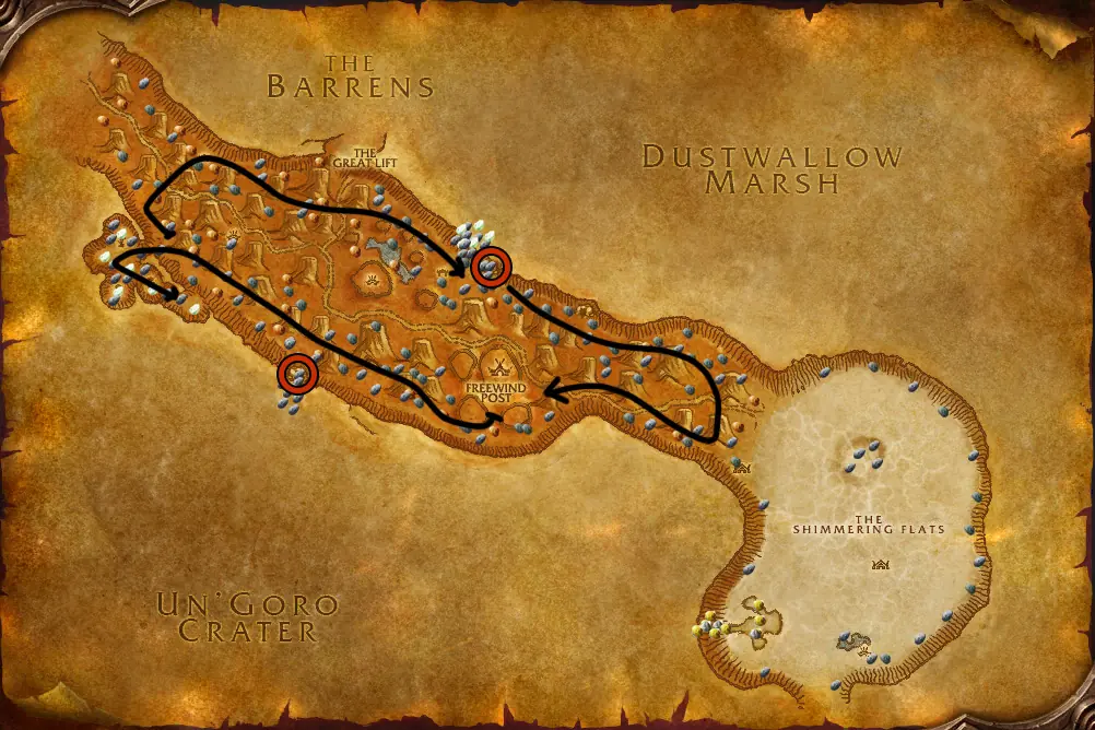 Mining route in Thousand Needles
