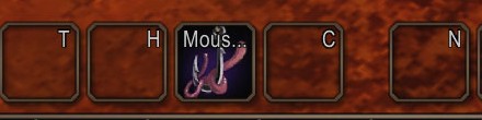 The Fishing spell on the WoW Forever action bar, bound to Mouse 5