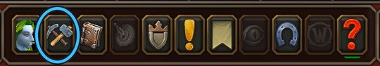 The Professions button in the WoW Forever menu at the bottom of the screen