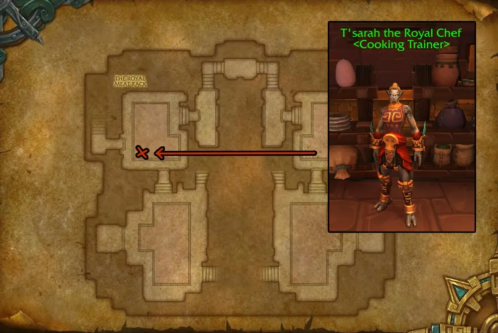 T'sarah the Royal Chef, the Horde Cooking trainer in Dazar'alor