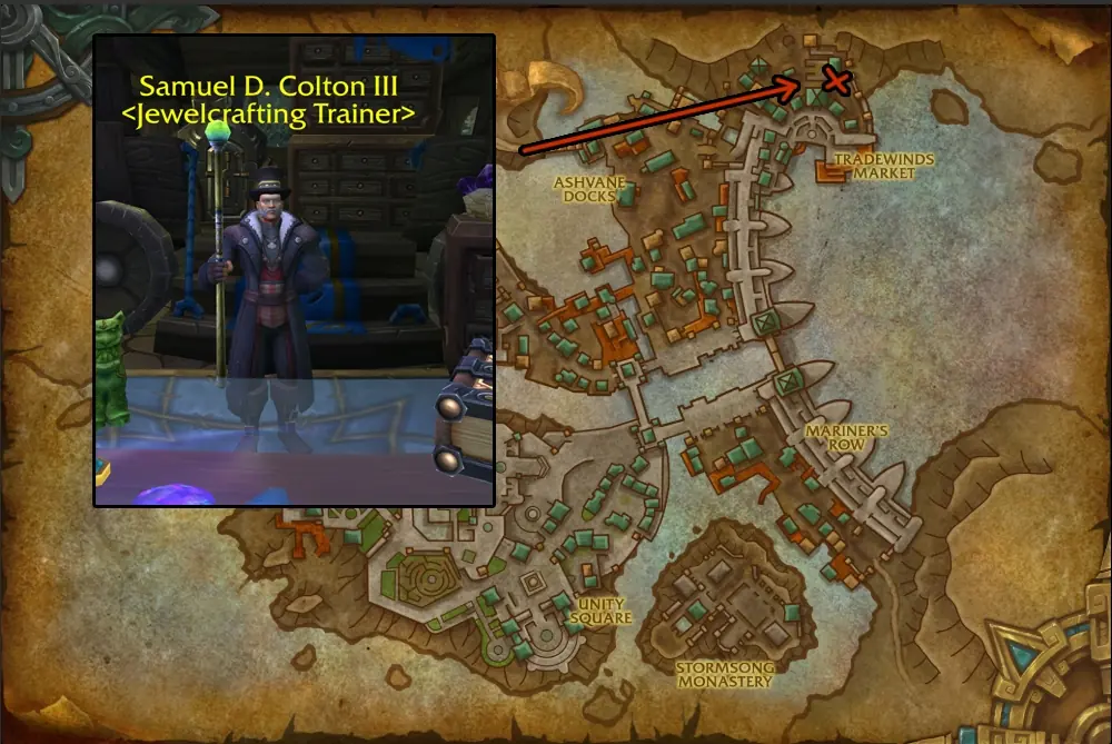 Samuel D. Colton III, the Alliance Jewelcrafting trainer in Boralus
