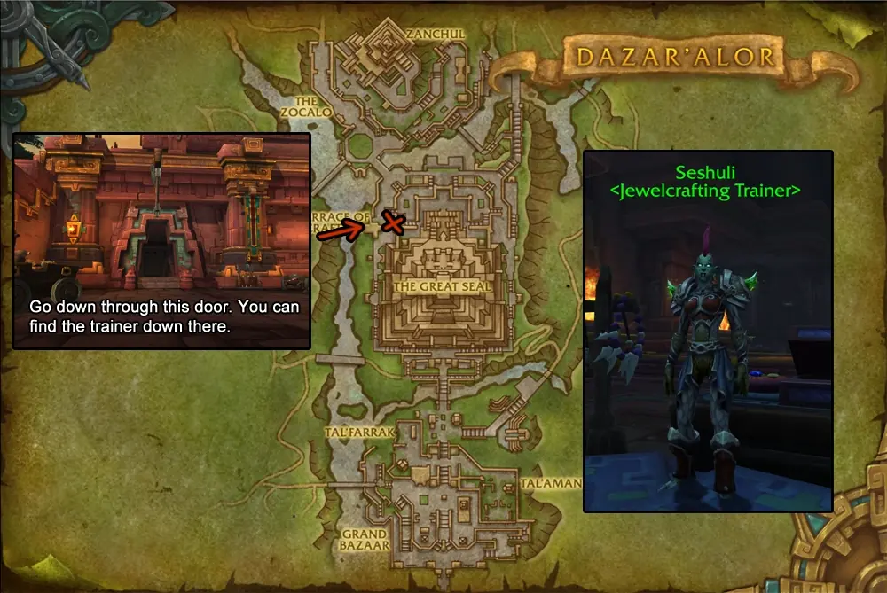 Seshuli, the Horde Jewelcrafting trainer in Dazar'alor