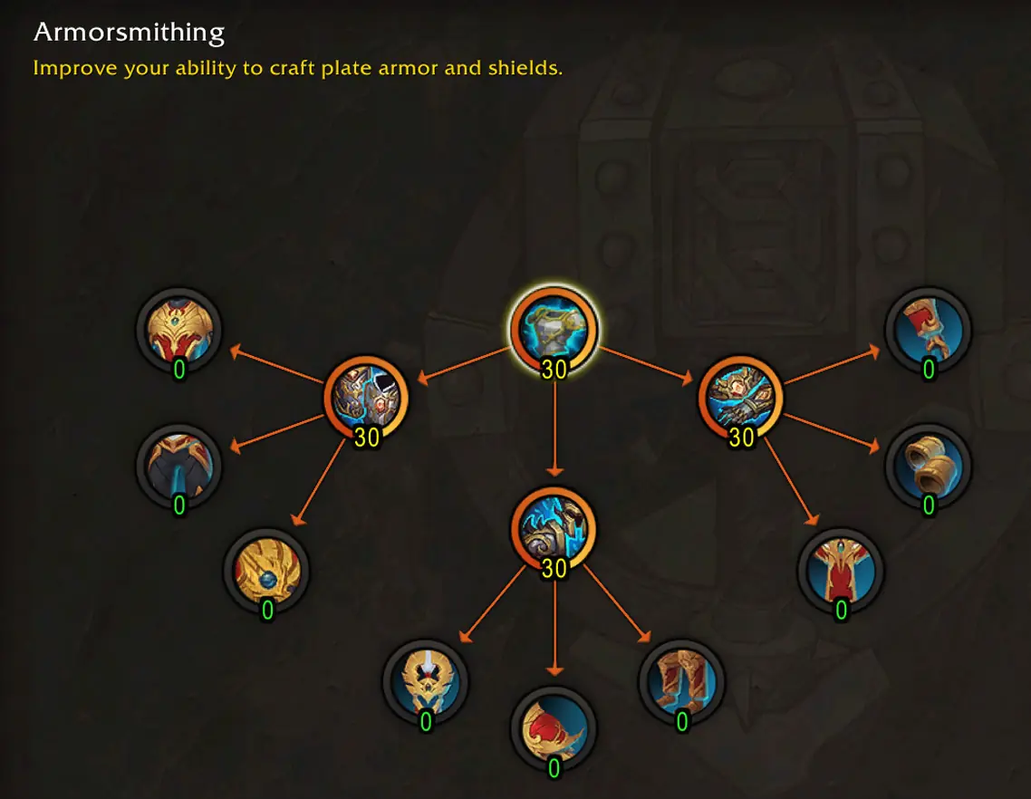 Midnight Blacksmithing Armorsmithing specialization tree 60-120 points