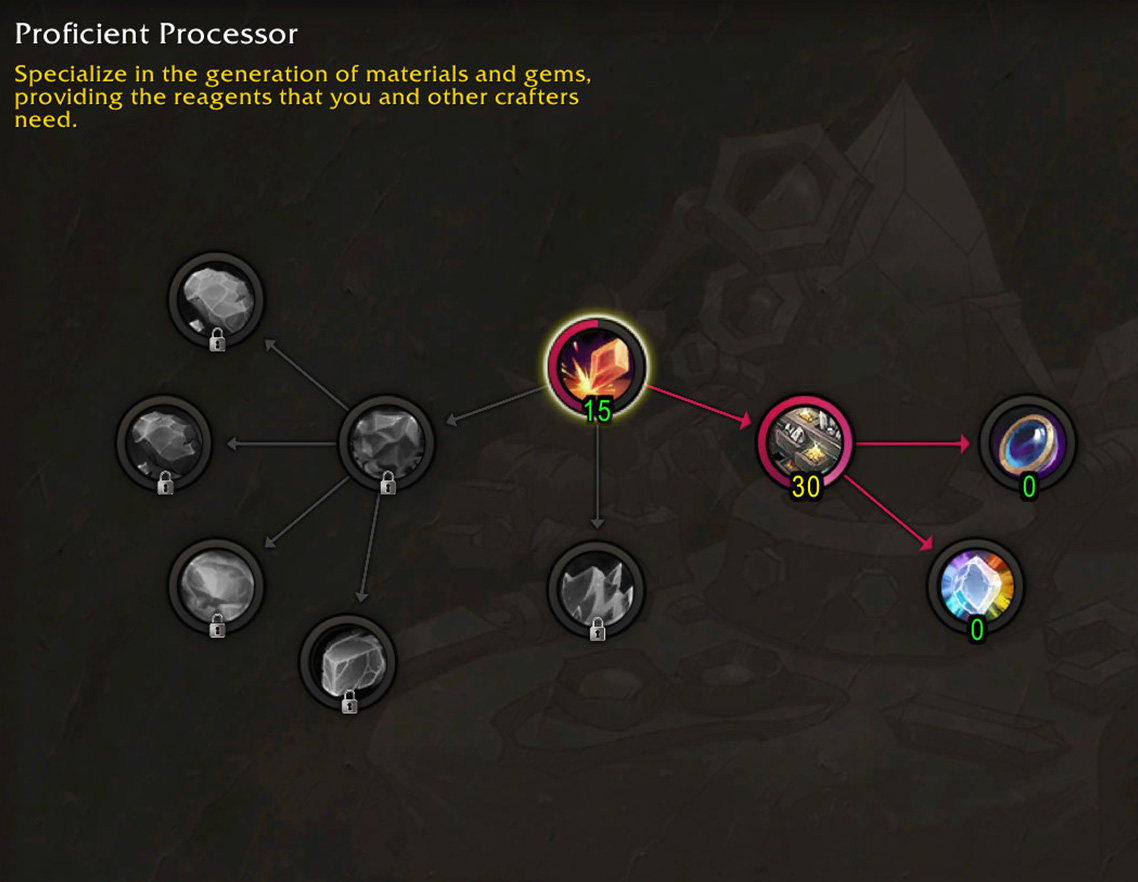 Jewelcrafting Reagent Skill tree