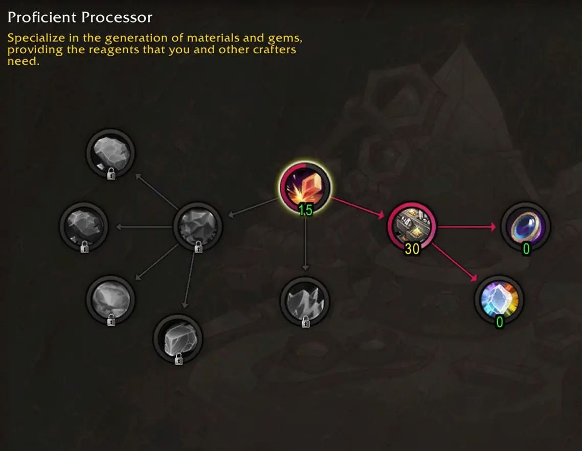 Jewelcrafting reagent Skill tree 35-80 points
