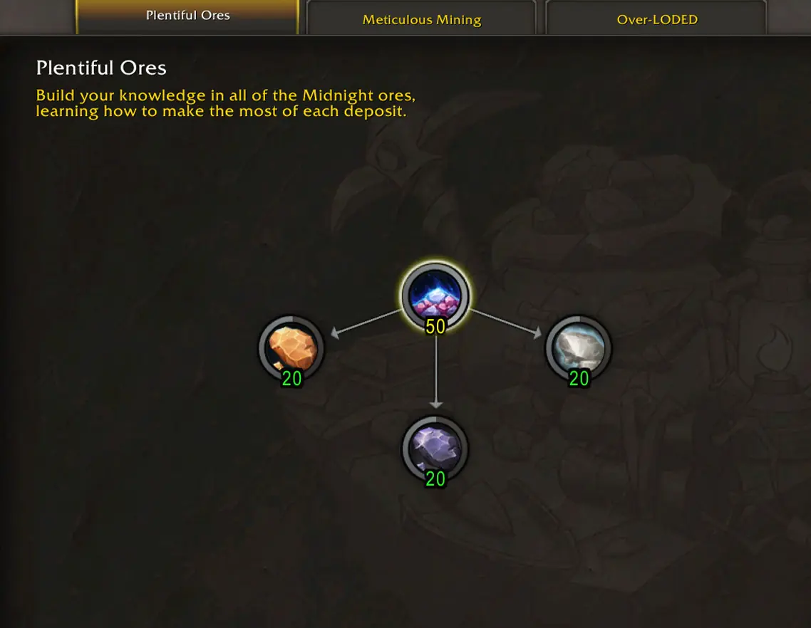 Mining ore-specific nodes filled out in Plentiful Ores