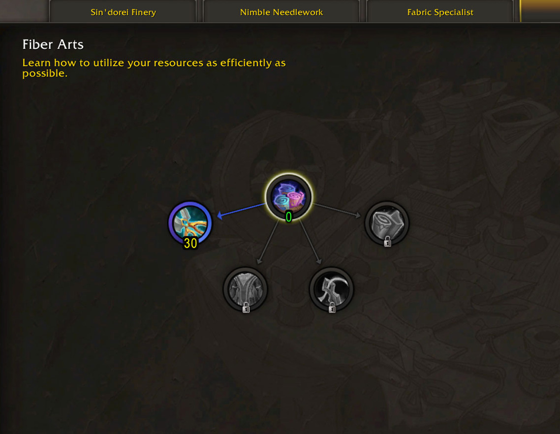 Tailoring bolt crafting Multicraft specialization tree