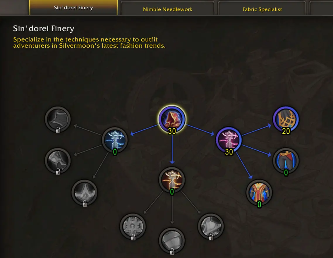 Tailoring armor crafting skill path for Gold Quality without concentration
