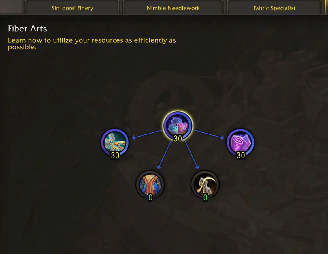 Tailoring hidden skill bonuses in Nimble Needlework tree