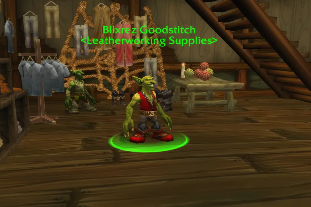 Blixrez Goodstitch, Leatherworking Supplies in Stranglethorn Vale (WoW Classic)