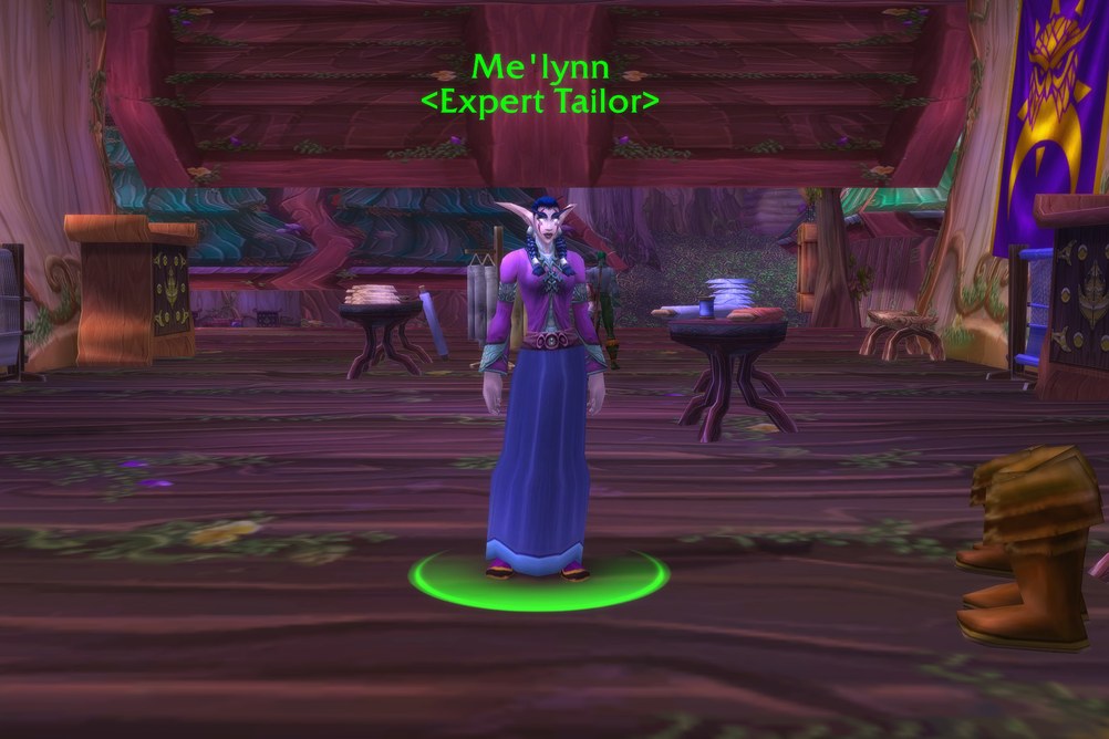 Me'lynn, Expert Tailor in Darnassus (WoW Classic)