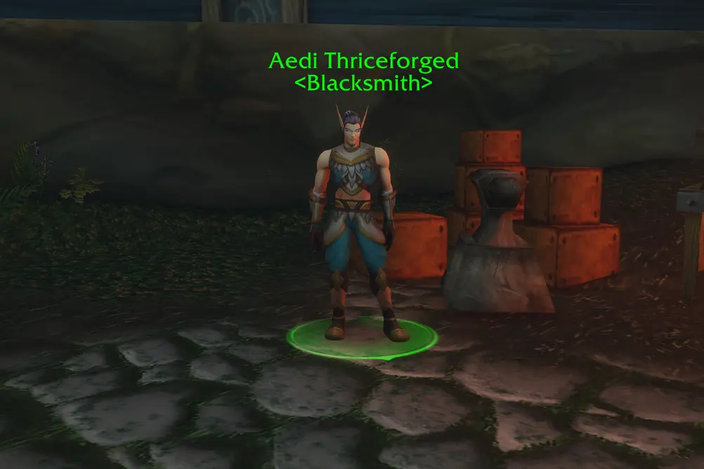 Aedi Thriceforged, Blacksmith in Zephras Isle (WoW Forever)