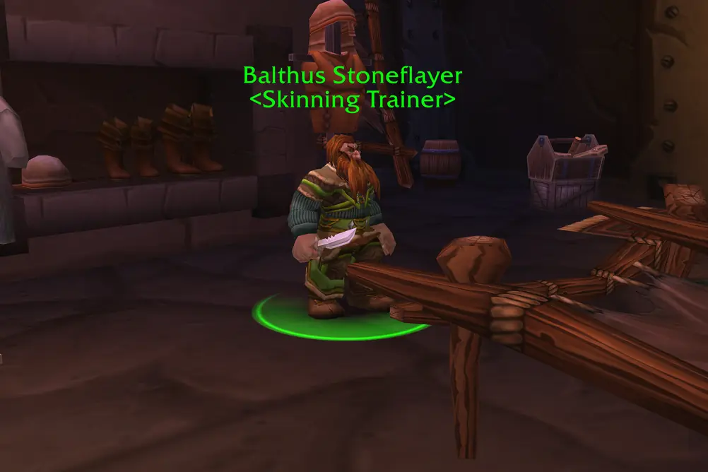 Balthus Stoneflayer, Skinning Trainer in Ironforge (WoW Forever)