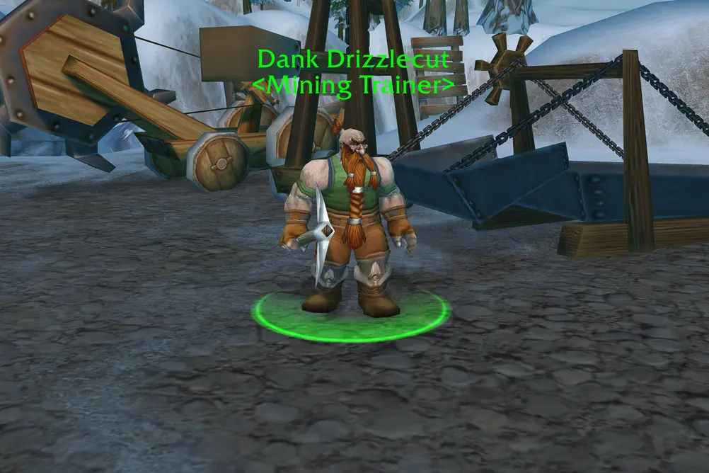 Dank Drizzlecut, Mining Trainer in Dun Morogh (WoW Forever)