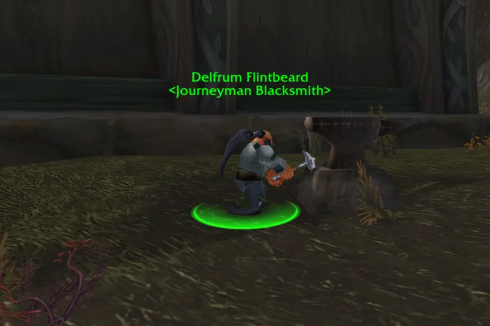 Delfrum Flintbeard, Journeyman Blacksmith in Darkshore (WoW Forever)