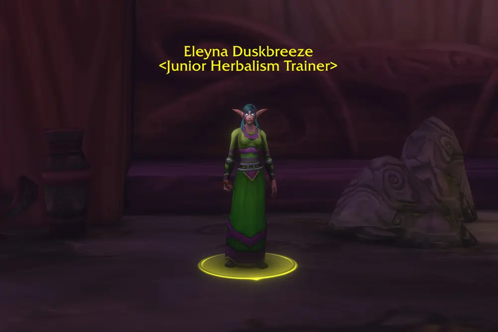 Eleyna Duskbreeze, Junior Herbalism Trainer in Teldrassil (WoW Forever)