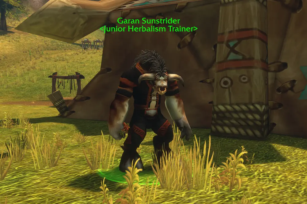 Garan Sunstrider, Junior Herbalism Trainer in Mulgore (WoW Forever)