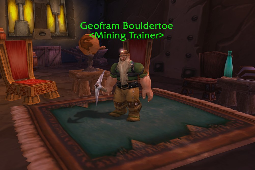 Geofram Bouldertoe, Mining Trainer in Ironforge (WoW Forever)