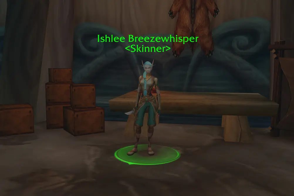 Ishlee Breezewhisper, Skinner in Zephras Isle (WoW Forever)