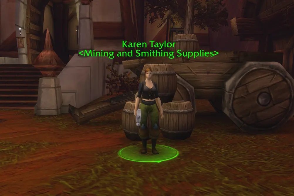 Karen Taylor, Mining and Smithing Supplies in Redridge Mountains (WoW Forever)
