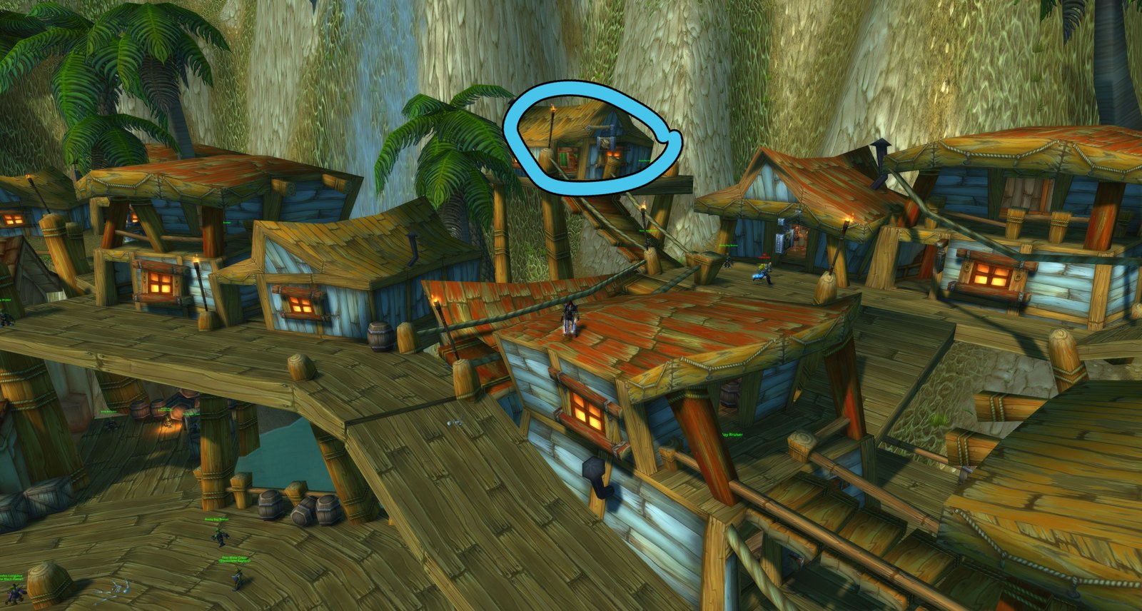 Where to find Grarnik Goodstitch in Stranglethorn Vale, marked picture