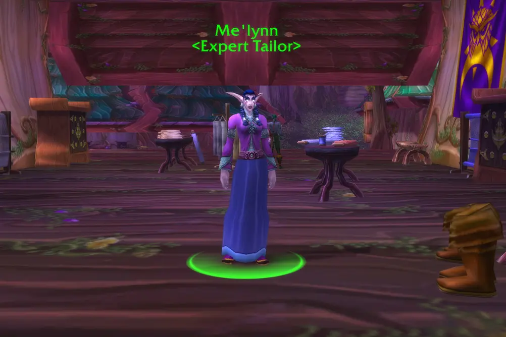 Me'lynn, Expert Tailor in Darnassus (WoW Forever)