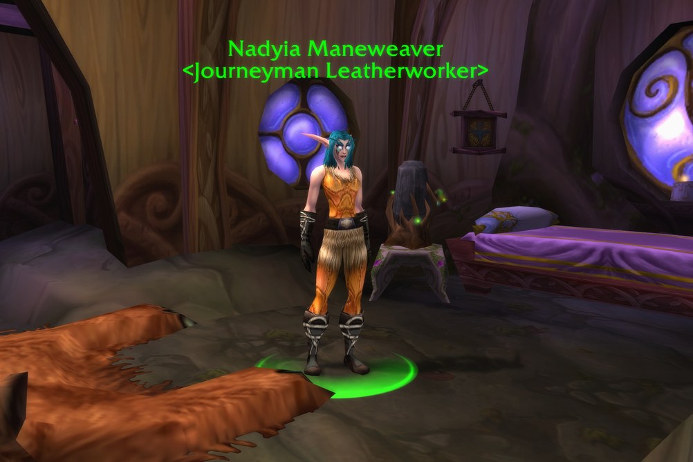 Nadyia Maneweaver, Journeyman Leatherworker in Teldrassil (WoW Forever)