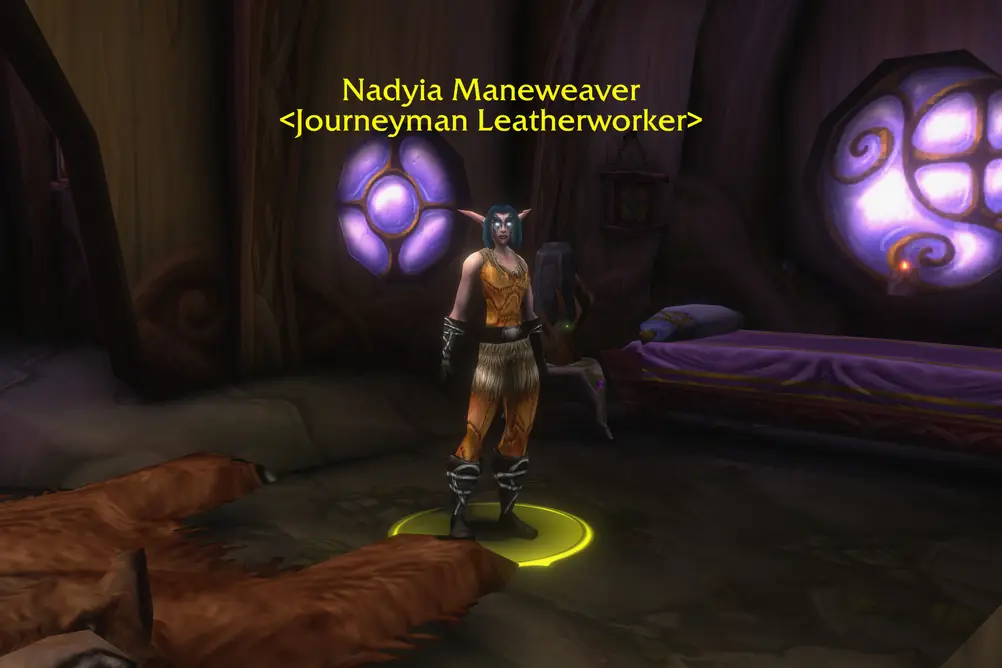 Nadyia Maneweaver, Journeyman Leatherworker in Teldrassil (WoW Forever)