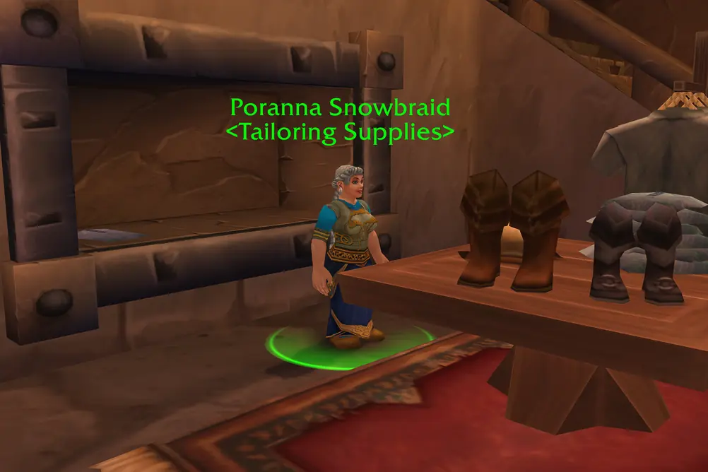 Poranna Snowbraid, Tailoring Supplies in Ironforge (WoW Forever)