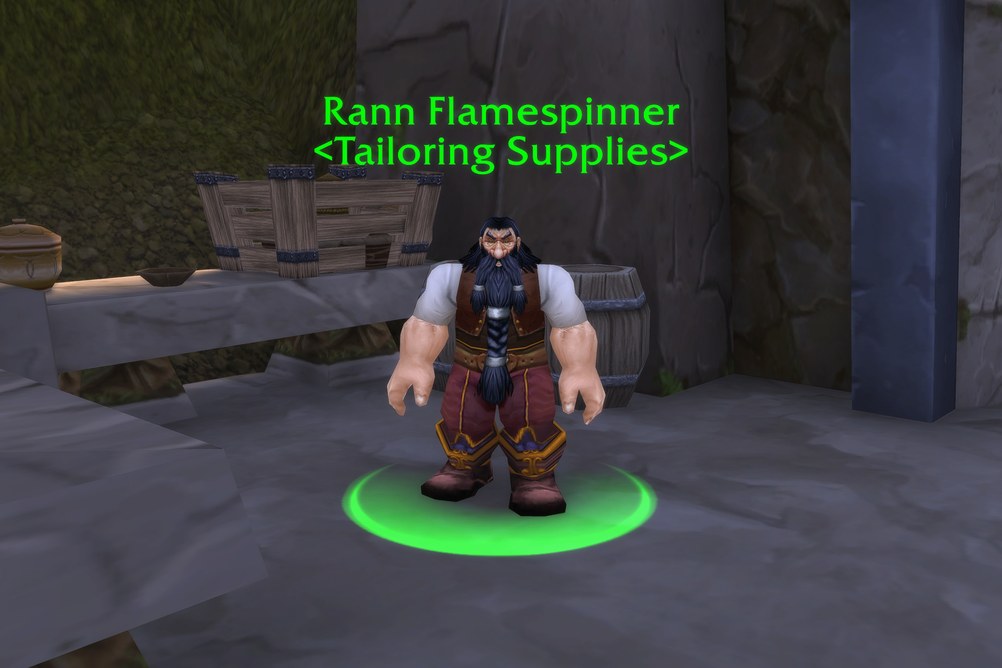 Rann Flamespinner, Tailoring Supplies in Loch Modan (WoW Forever)