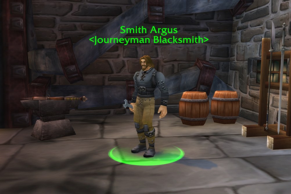 Smith Argus, Journeyman Blacksmith in Elwynn Forest (WoW Forever)