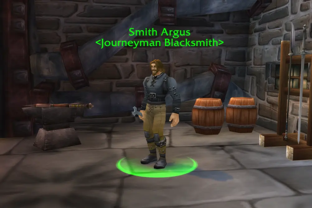 Smith Argus, Journeyman Blacksmith in Elwynn Forest (WoW Forever)