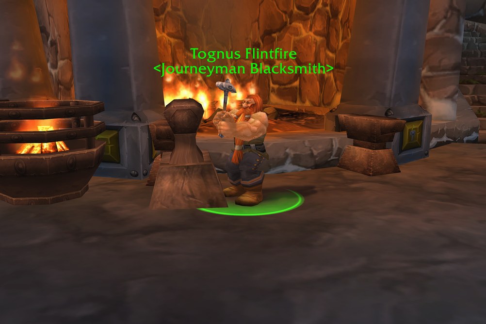 Tognus Flintfire, Journeyman Blacksmith in Dun Morogh (WoW Forever)