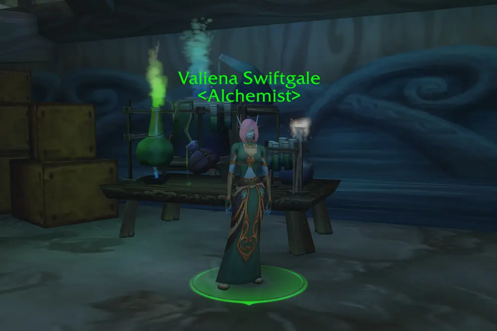 Valiena Swiftgale, Alchemist in Zephras Isle (WoW Forever)